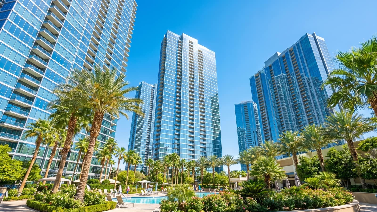 Turnberry Towers twin 45-story luxury high-rise condominium towers near the Las Vegas Strip, ZIP 89109